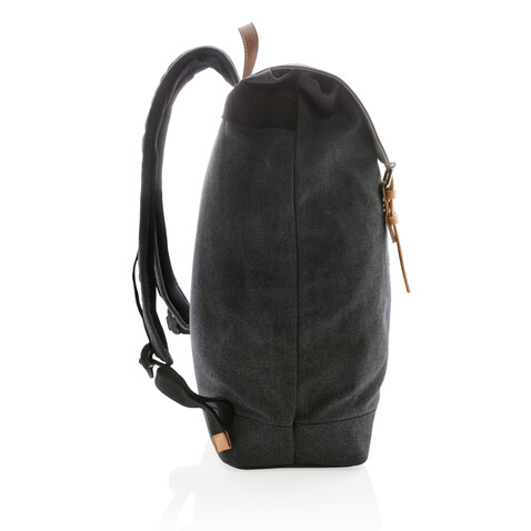 Canvas Laptop-Rucksack, PVC-frei schwarz bedrucken, Art.-Nr. P762.461