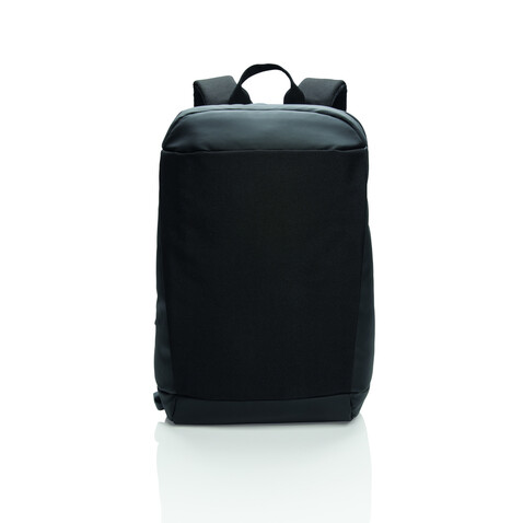 Madrid Anti-Diebstahl RFID USB Laptop-Rucksack schwarz, schwarz bedrucken, Art.-Nr. P762.511