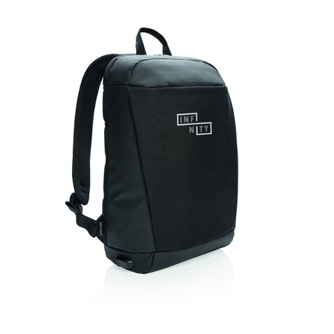 Madrid Anti-Diebstahl RFID USB Laptop-Rucksack schwarz, schwarz bedrucken, Art.-Nr. P762.511