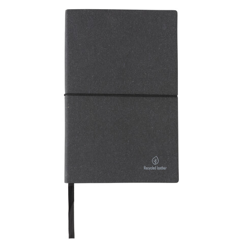 A5 Notizbuch aus GRS recyceltem Leder grau bedrucken, Art.-Nr. P772.212