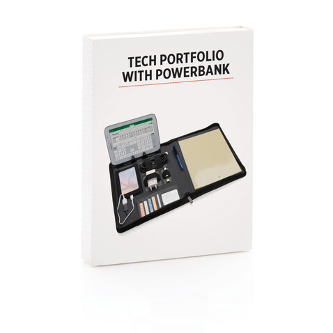 Tech Portfolio mit Powerbank schwarz bedrucken, Art.-Nr. P772.641