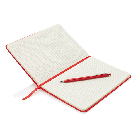 Basic Hardcover PU A5 Notizbuch mit Stylus-Stift rot bedrucken, Art.-Nr. P773.314