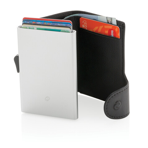 C-Secure RFID Kartenhalter und Geldbörse schwarz, silber bedrucken, Art.-Nr. P850.511