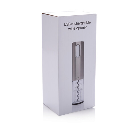 Elektronischer Weinöffner - USB aufladbar grau bedrucken, Art.-Nr. P911.392