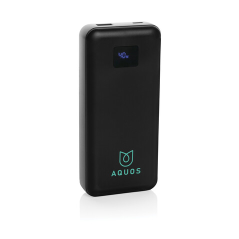 Gridley 20.000mAh 65W Laptop Powerbank aus RCS rPlastik schwarz bedrucken, Art.-Nr. P322.801