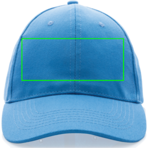 Impact 6 Panel Kappe aus 280gr rCotton mit AWARE™ Tracer tranquil blue bedrucken, Art.-Nr. P453.465