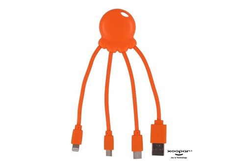 2087 | Xoopar Octopus Charging cable - Orange bedrucken, Art.-Nr. LT41005-N0026