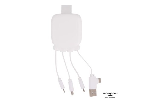 3192 | Xoopar Octopus Gamma 2 Powerbank with Bio Charging cable 3000mAh - Weiss bedrucken, Art.-Nr. LT41410-N0001