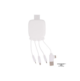 3192 | Xoopar Octopus Gamma 2 Bio Charging cable with 3.000mAh Powerbank - Weiss bedrucken, Art.-Nr. LT41410-N0001