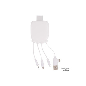 3192 | Xoopar Octopus Gamma 2 Powerbank with Bio Charging cable 3000mAh - Weiss bedrucken, Art.-Nr. LT41410-N0001