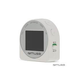 M-09 C | Muse Travel Alarm Clock - Weiss bedrucken, Art.-Nr. LT45812-N0001