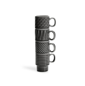 Sagaform Kaffee &amp;amp; Mehr Espressotasse 4-tlg. 100ml - Dunkelgrau bedrucken, Art.-Nr. LT52204-N0060