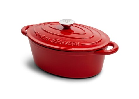 Orrefors Jernverk Emaillierte Ovale Eisenpfanne 3.5L - Rot bedrucken, Art.-Nr. LT54010-N0021