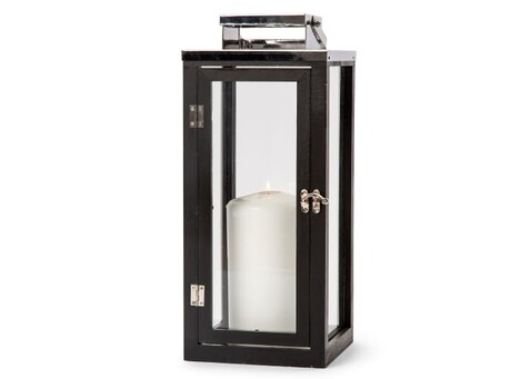 Orrefors Jernverk Laterne aus Edelstahl mit Holz - Schwarz bedrucken, Art.-Nr. LT54029-N0002