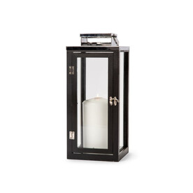 Orrefors Jernverk Laterne aus Edelstahl mit Holz - Schwarz bedrucken, Art.-Nr. LT54029-N0002