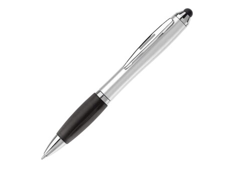 Kugelschreiber Hawaï mit Touch - Silber / Schwarz bedrucken, Art.-Nr. LT80429-N0502