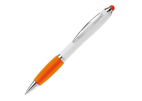 Kugelschreiber Hawaï Stylus weiß - Weiss / Orange bedrucken, Art.-Nr. LT80433-N0126