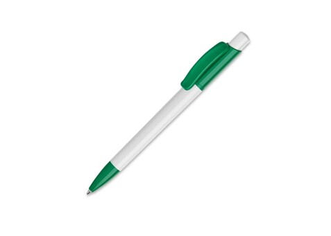 Kugelschreiber Kamal hardcolour - Weiss / Dunkelgrün bedrucken, Art.-Nr. LT80915-N0130
