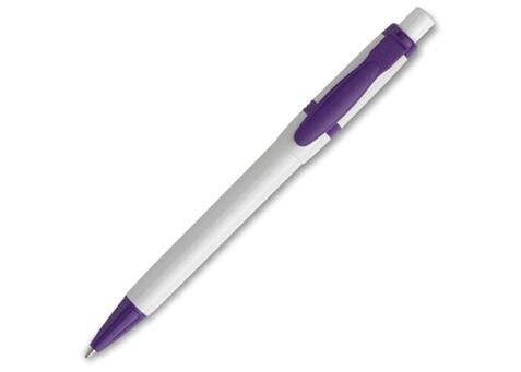 Kugelschreiber Olly hardcolour - Weiss / Lila bedrucken, Art.-Nr. LT80940-N0171