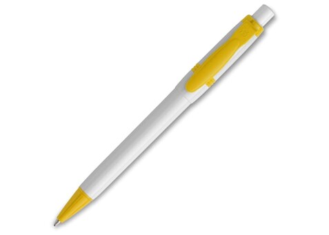 Kugelschreiber Olly hardcolour - Weiss / Gelb bedrucken, Art.-Nr. LT80940-N0141
