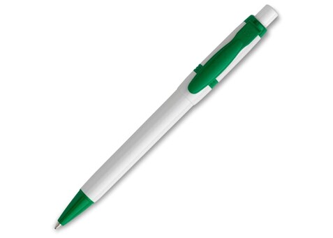 Kugelschreiber Olly hardcolour - Weiss / Hellgrün bedrucken, Art.-Nr. LT80940-N0132