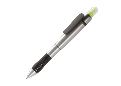 Kugelschreiber mit Textmarker - Silber / Gelb bedrucken, Art.-Nr. LT81252-N0541