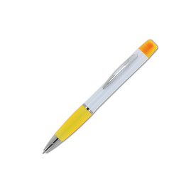 Kugelschreiber Hawaii mit dreifarbigem Textmarker - Weiss / Gelb bedrucken, Art.-Nr. LT81253-N0141
