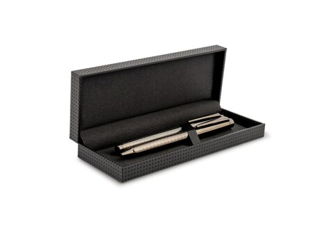Kugelschreiber- und Rollerball-Set Dallas - Gun metal - dark bedrucken, Art.-Nr. LT82152-N0035