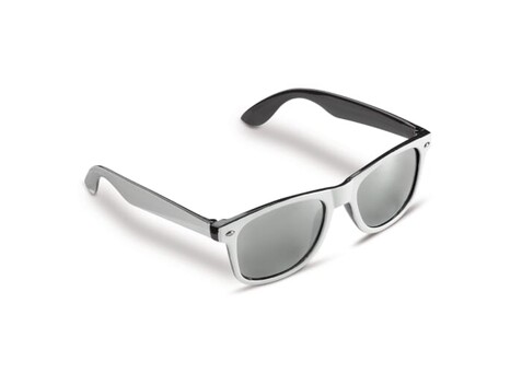 Sonnenbrille Jeffrey, zweifarbig UV400 - Weiss / Schwarz bedrucken, Art.-Nr. LT86712-N0102