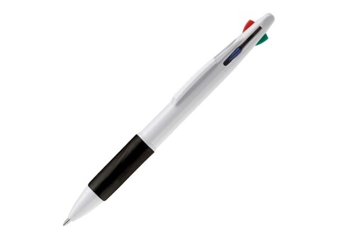 Kugelschreiber mit 4 Schreibfarben - Weiss / Schwarz bedrucken, Art.-Nr. LT87226-N0102