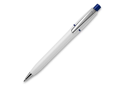 Kugelschreiber Semyr Chrome hardcolour - Weiss / Dunkelblau bedrucken, Art.-Nr. LT87534-N0110