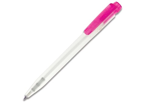 Kugelschreiber Ingeo TM Pen Clear Transparent - Ecru / Rosa bedrucken, Art.-Nr. LT87543-N5476