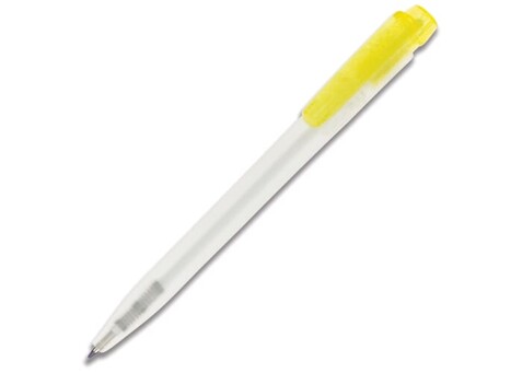 Kugelschreiber Ingeo TM Pen Clear Transparent - Gefrostet Gelb bedrucken, Art.-Nr. LT87543-N5441