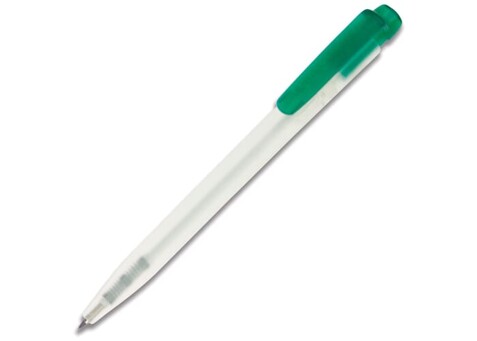 Kugelschreiber Ingeo TM Pen Clear Transparent - Ecru / Grün bedrucken, Art.-Nr. LT87543-N5431