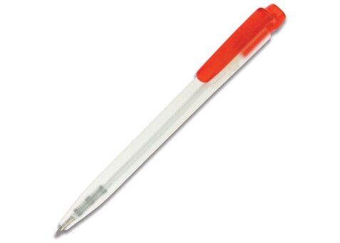 Kugelschreiber Ingeo TM Pen Clear Transparent - Gefrostet Rot bedrucken, Art.-Nr. LT87543-N5421