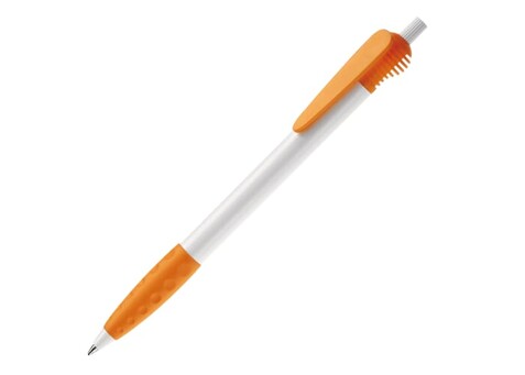 Kugelschreiber Cosmo Grip HC - Weiss / Orange bedrucken, Art.-Nr. LT87620-N0126