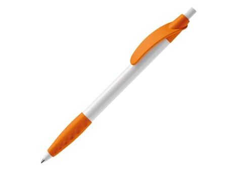 Kugelschreiber Cosmo Grip HC - Weiss / Orange bedrucken, Art.-Nr. LT87622-N0126