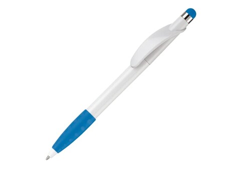 Kugelschreiber Cosmo Stylus - Weiss / Hellblau bedrucken, Art.-Nr. LT87695-N0112