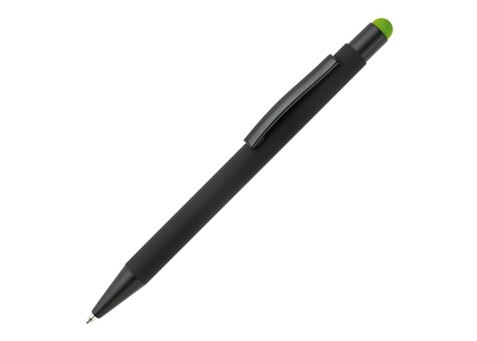 New York schwarz Gummiert Stylus - Schwarz / Hellgrün bedrucken, Art.-Nr. LT87755-N0232