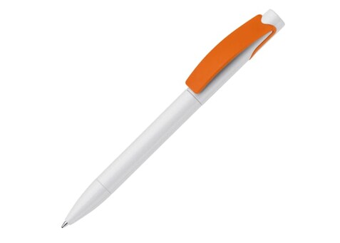 Kugelschreiber Punto - Weiss / Orange bedrucken, Art.-Nr. LT87757-N0126