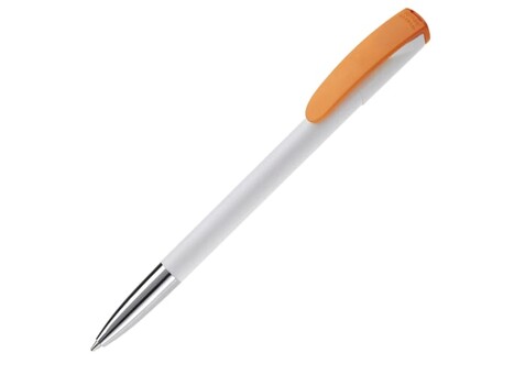 Kugelschreiber Deniro mit Metallspitze Hardcolour - Weiss / Orange bedrucken, Art.-Nr. LT87954-N0126