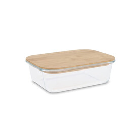 Lunchbox aus Glas mit Bambusdeckel - Transparent bedrucken, Art.-Nr. LT90457-N0004