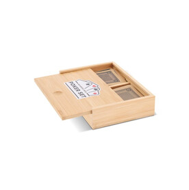 Pokerset in Bambus-Geschenkbox - Holz bedrucken, Art.-Nr. LT90767-N0093