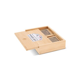 Pokerset in Bambus-Geschenkbox - Holz bedrucken, Art.-Nr. LT90767-N0093
