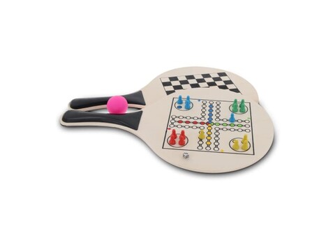 MDF Beach Tennis mit Spielen auf den Oberflächen - Schwarz bedrucken, Art.-Nr. LT90781-N0002