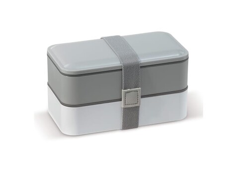 Bento box mit Besteck 1250ml - Grau / Weiss bedrucken, Art.-Nr. LT91107-N6101