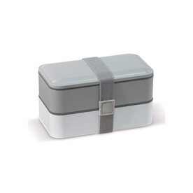 Bento box mit Besteck 1.25L - Grau / Weiss bedrucken, Art.-Nr. LT91107-N6101