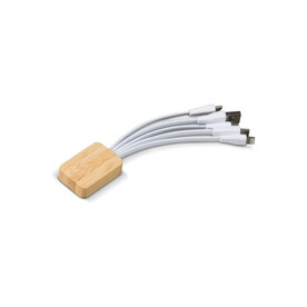 Ladekabel Bambus mit R-PET-Ummantelung - Weiss bedrucken, Art.-Nr. LT91194-N0001