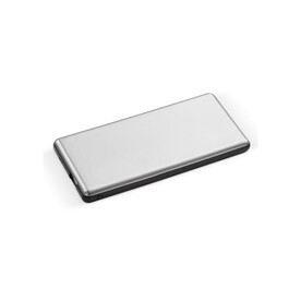 Powerbank 4000mAh mit Logo-Beleuchtung - Silber / Schwarz bedrucken, Art.-Nr. LT91288-N0502