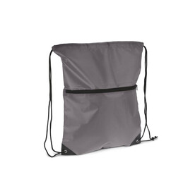 Kordelzugtasche 210T R-PET mit Reißverschluss - Grau bedrucken, Art.-Nr. LT91395-N0061